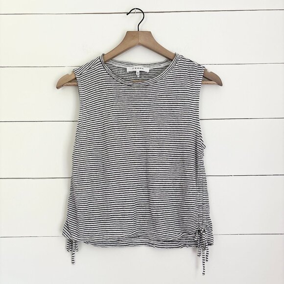 Frame black and white pinstriped tank with ties on the side sz xs - Picture 1 of 4